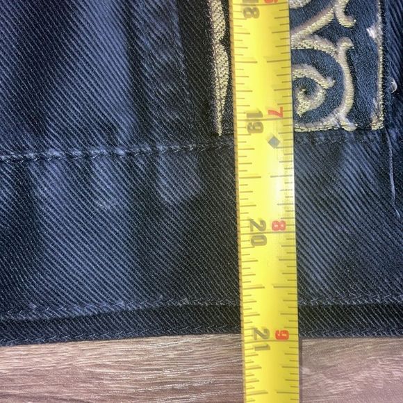 Y2K Taylor G Dallas Tx Black Denim Jacket W/ Upholstery Designs Womens Medium - Picture 7 of 9